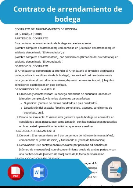 modelo de contrato de arrendamiento de bodega