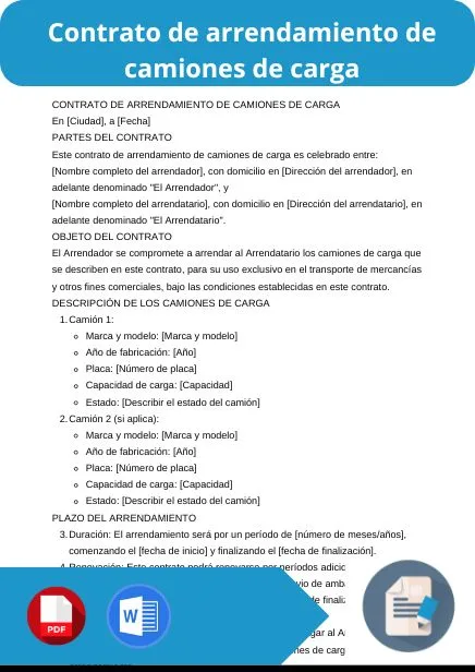 modelo de contrato de arrendamiento de camiones de carga