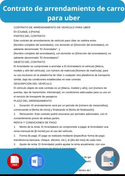 modelo de contrato de arrendamiento de carro para uber