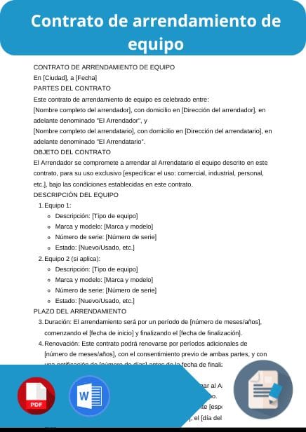modelo de contrato de arrendamiento de equipo