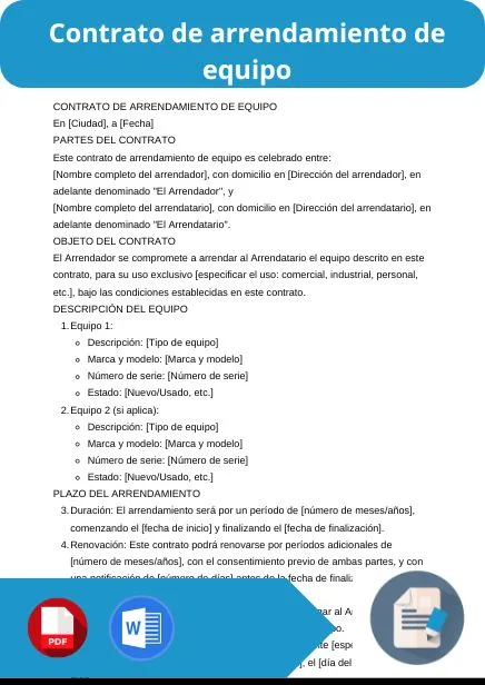 modelo de contrato de arrendamiento de equipo
