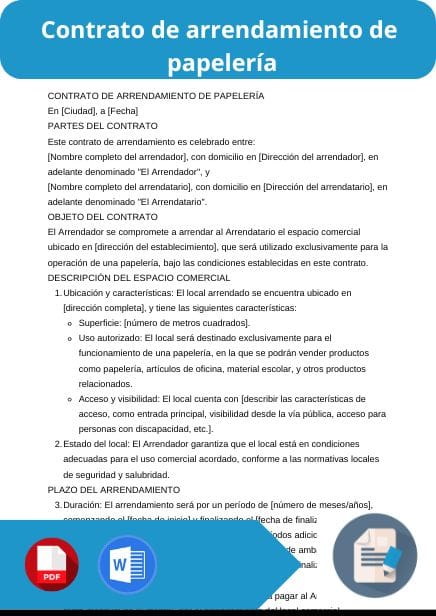 modelo de contrato de arrendamiento de papeleria