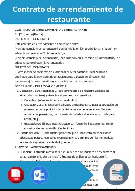 modelo de contrato de arrendamiento de restaurante