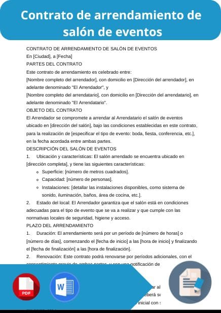 modelo de contrato de arrendamiento de salon de eventos