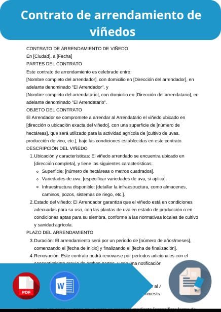 modelo de contrato de arrendamiento de viñedos