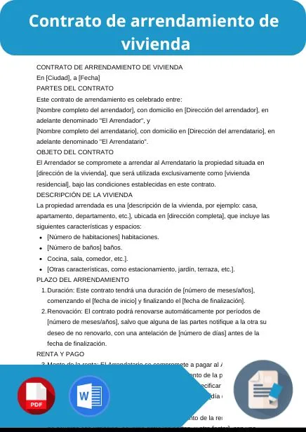 modelo de contrato de arrendamiento de vivienda