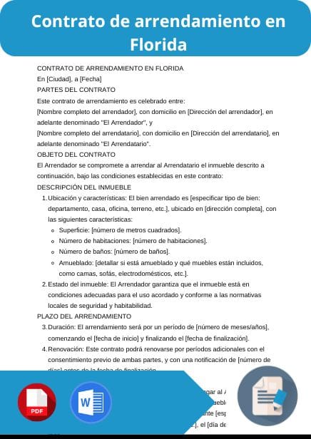 modelo de contrato de arrendamiento en Florida