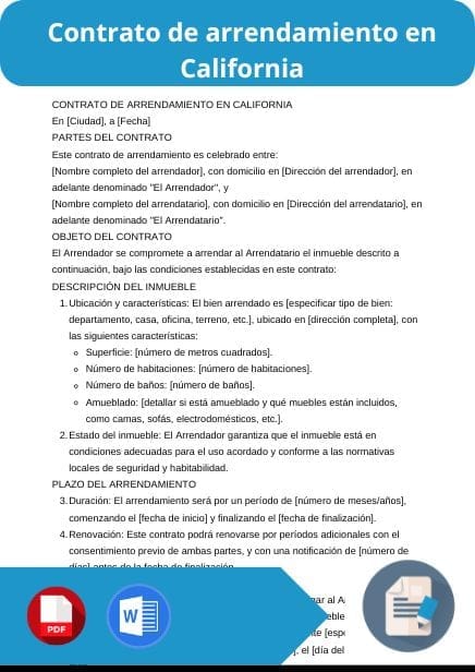 modelo de contrato de arrendamiento en california