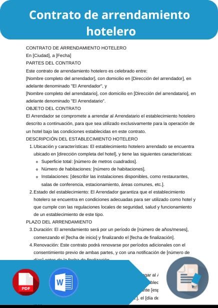 modelo de contrato de arrendamiento hotelero