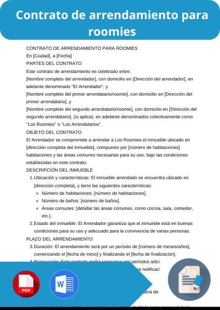 modelo de contrato de arrendamiento para roomies