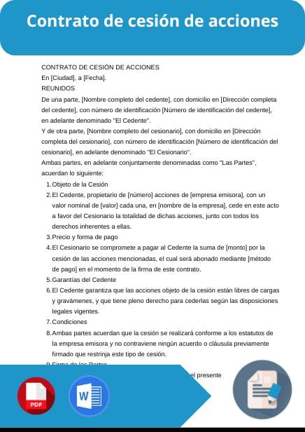 modelo de contrato de cesion de acciones