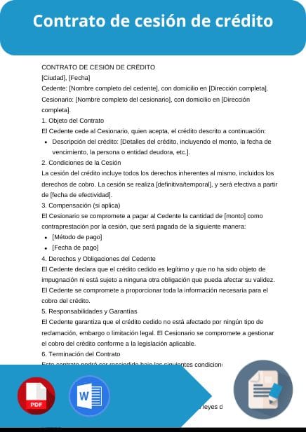 modelo de contrato de cesion de credito