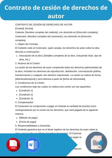 modelo de contrato de cesion de derechos de autor