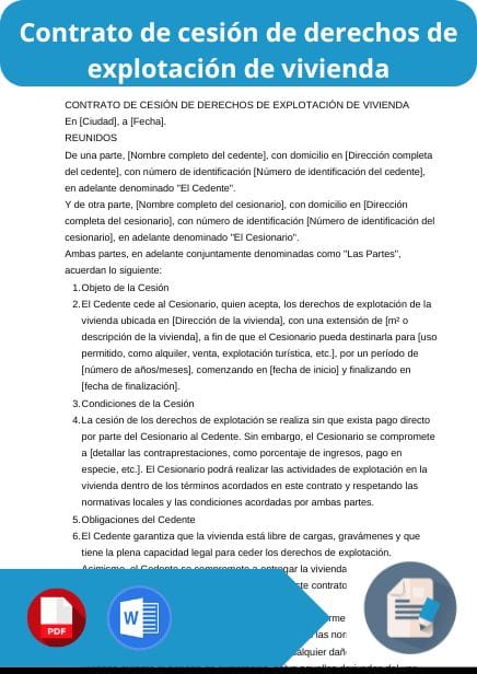 modelo de contrato de cesion de derechos de explotacion de vivienda