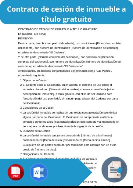 modelo de contrato de cesion de inmueble a titulo gratuito