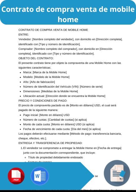 modelo de contrato de compra venta de mobile home