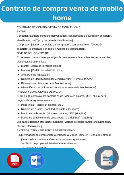 modelo de contrato de compra venta de mobile home