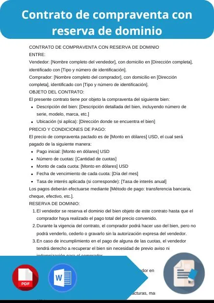 modelo de contrato de compraventa con reserva de dominio