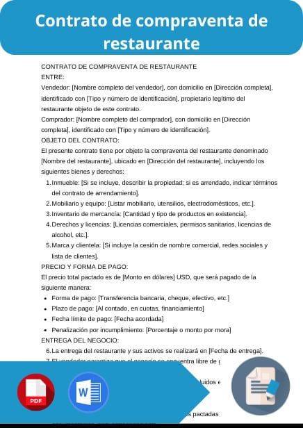modelo de contrato de compraventa de restaurante