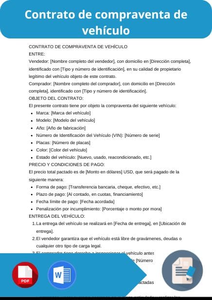 modelo de contrato de compraventa de vehiculo