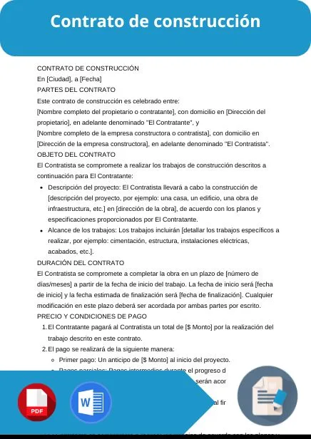 modelo de contrato de construccion