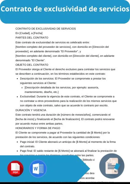 modelo de contrato de exclusividad de servicios