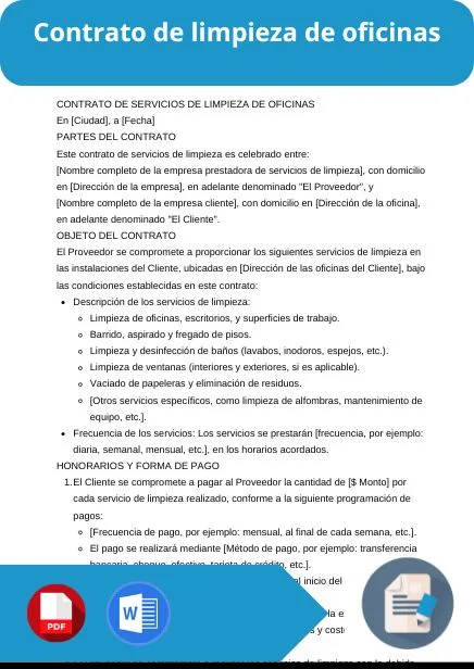 modelo de contrato de limpieza de oficinas