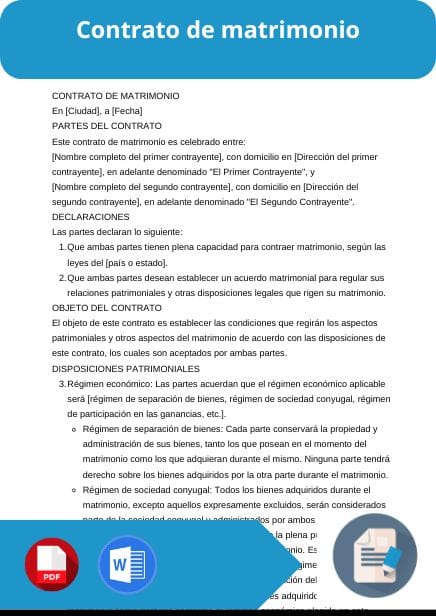 modelo de contrato de matrimonio