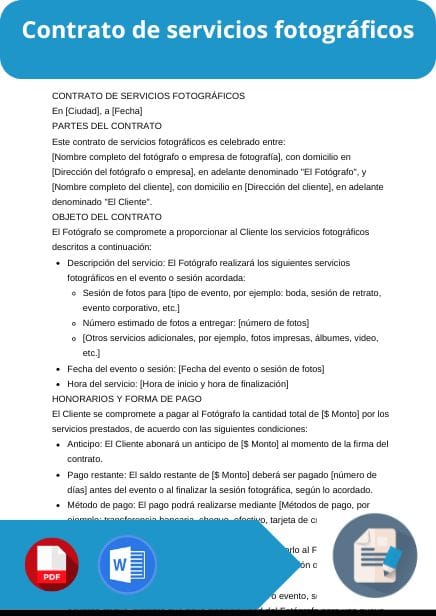 modelo de contrato de servicios fotograficos