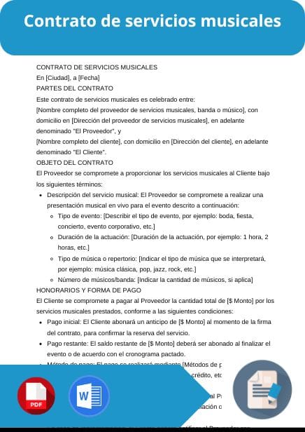 modelo de contrato de servicios musicales
