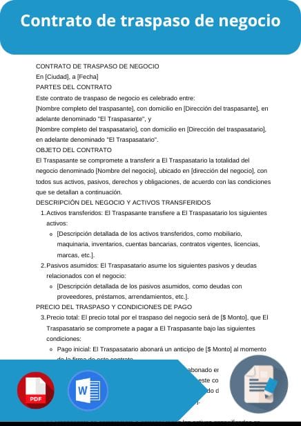 modelo de contrato de traspaso de negocio