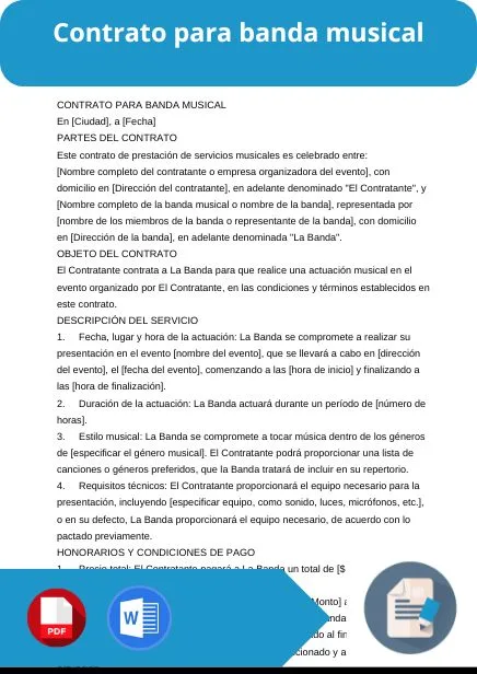 modelo de contrato para banda musical