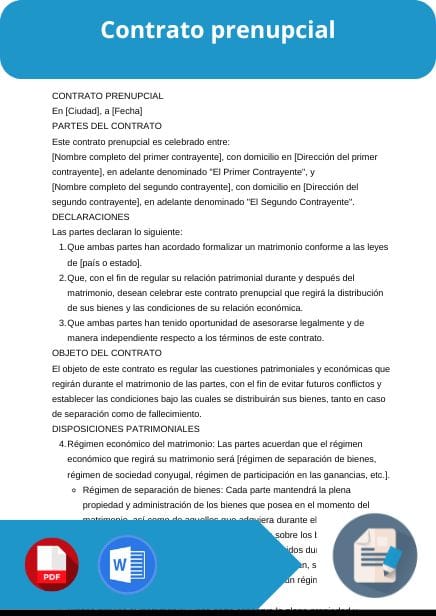modelo de contrato prenupcial