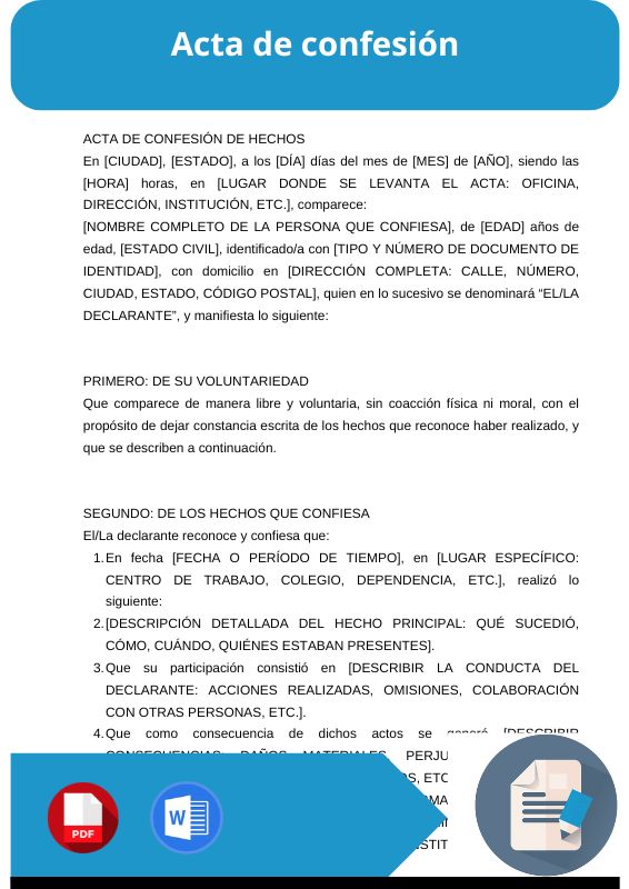 ejemplo de acta de confesión
