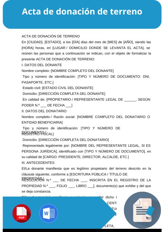 ejemplo de acta de donacion de terreno
