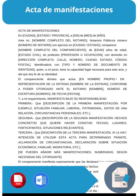 ejemplo de acta de manifestaciones