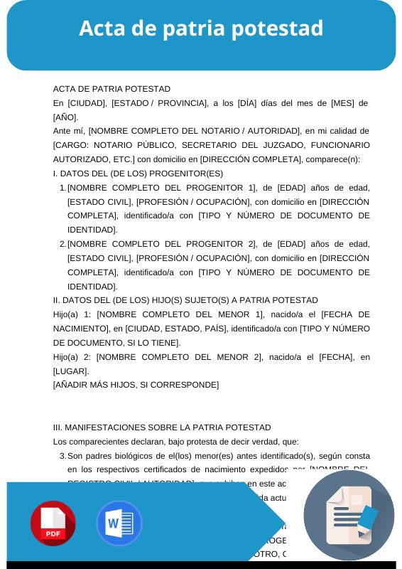 ejemplo de acta de patria potestad