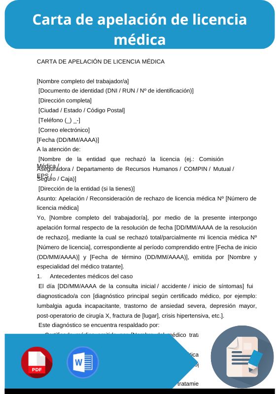 ejemplo de carta de apelacion licencia medica