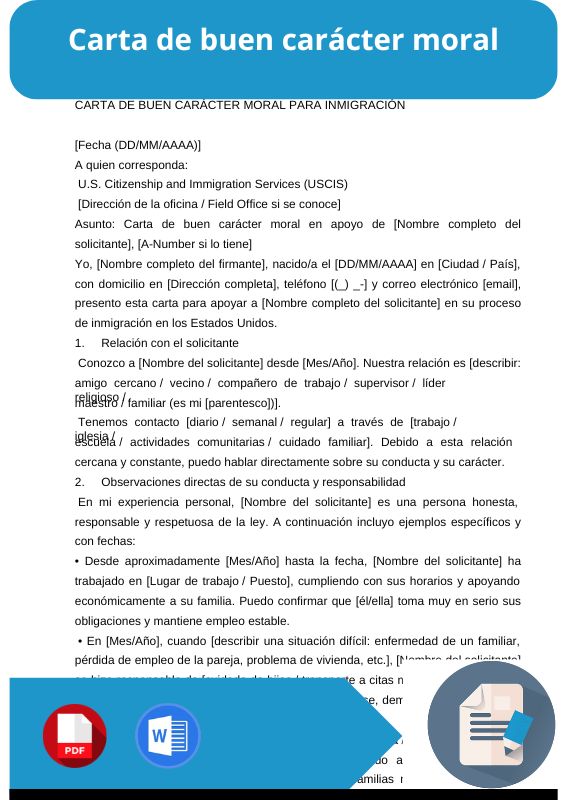 ejemplo de carta de buen caracter moral