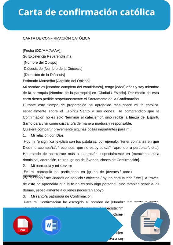 ejemplo de carta de confirmacion catolica