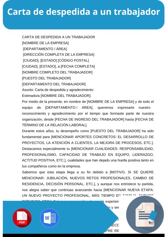 ejemplo de carta de despedida a un trabajador