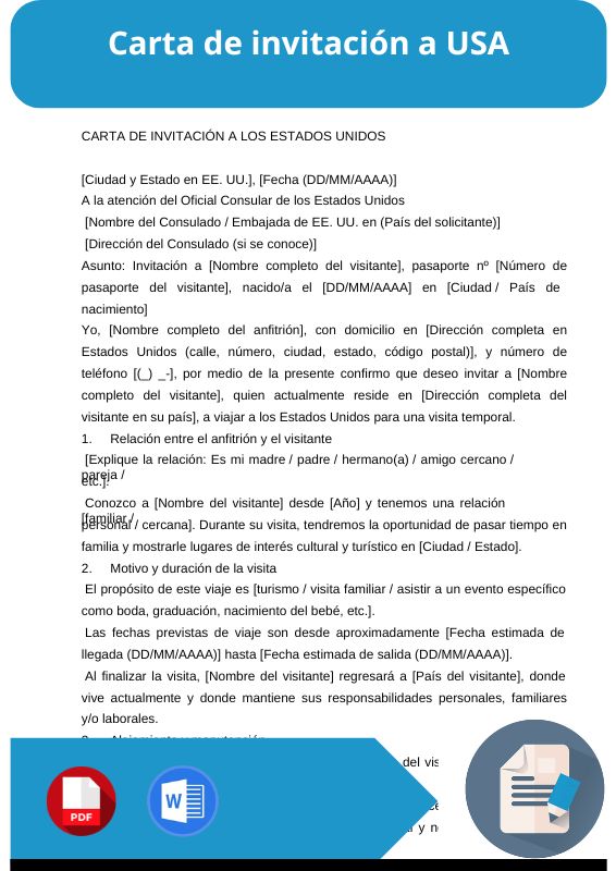 ejemplo de carta de invitacion a usa