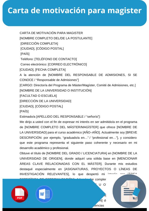 ejemplo de carta de motivación para magister