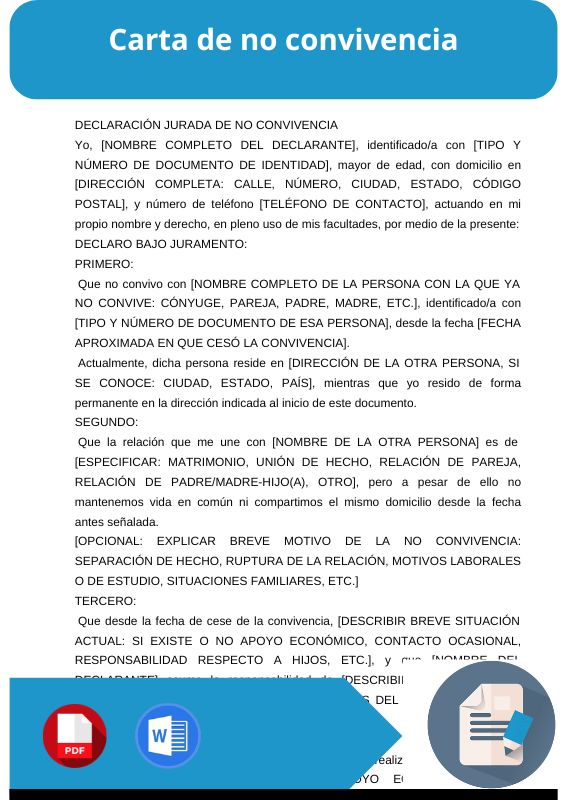 ejemplo de carta de no convivencia