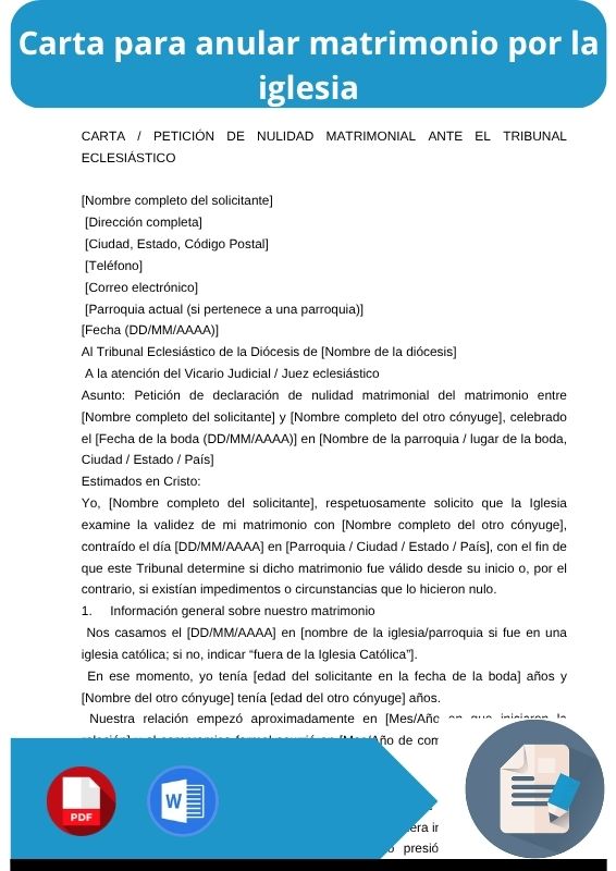 ejemplo de carta para anular matrimonio por la iglesia
