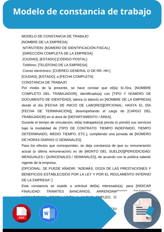 modelo de constancia de trabajo