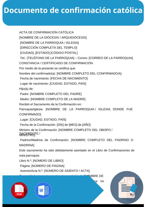 ejemplo de documento de confirmación católica
