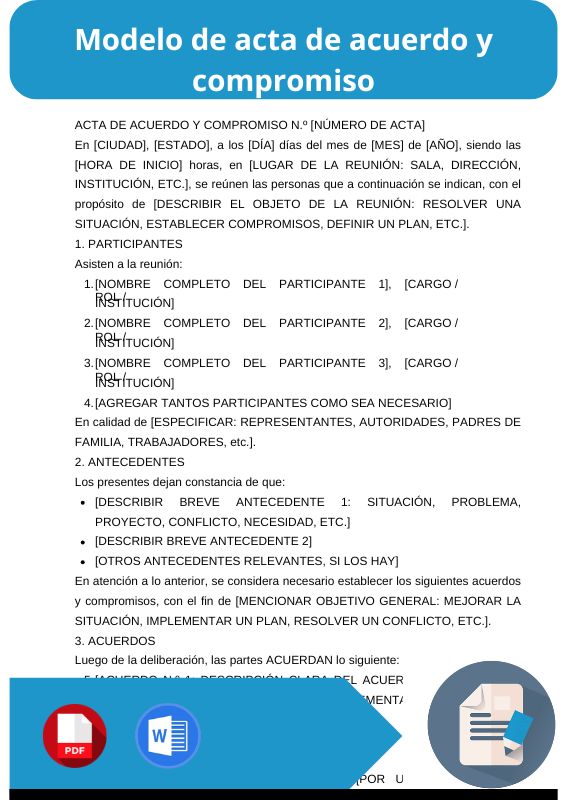 Modelo de acta de acuerdo y compromiso