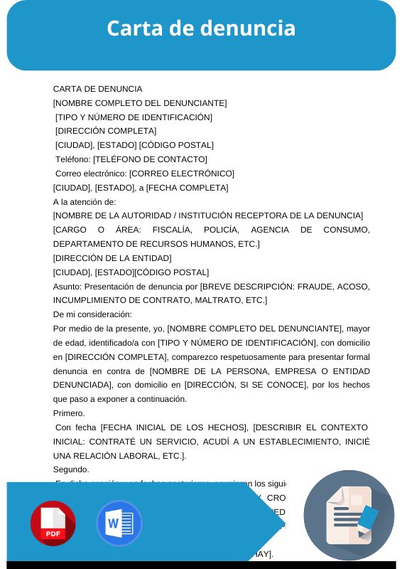 modelo de carta de denuncia