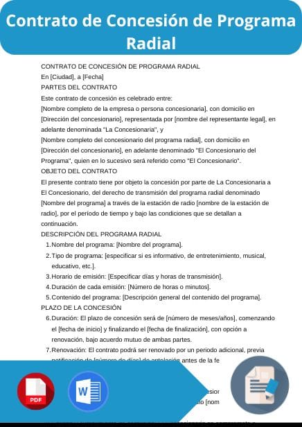 modelo de contrato de concesion de programa radial